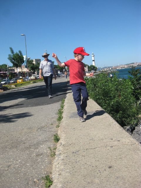 Eero balancing near the river