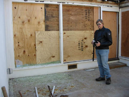 now the glass has been removed - with a hammer