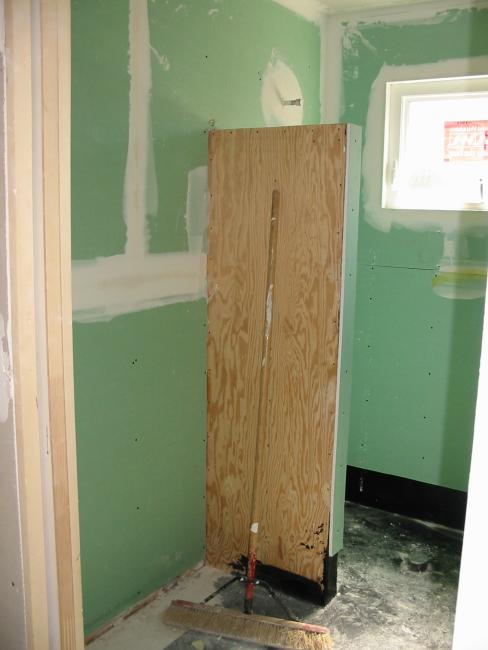 bathroom dry wall is in