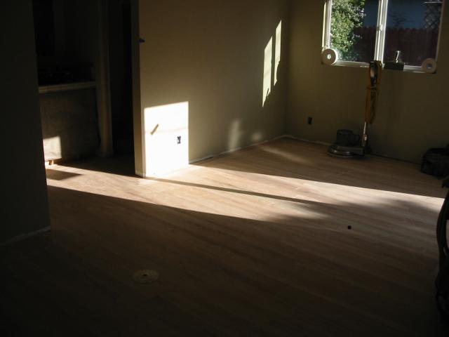 wood floor is resurfaced
