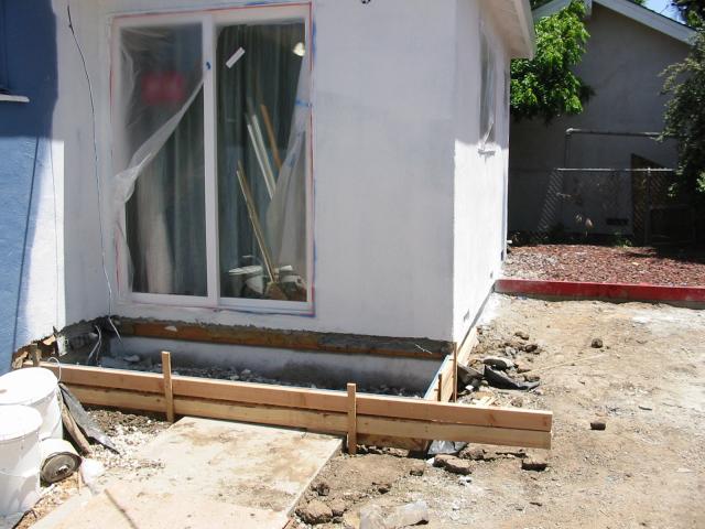 Wooden frame set up for concrete